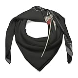 Jubonexis Samurai mit Schwert Frauen Haarschal Quadratisch Seide wie Kopftücher Taschentuch Satin...