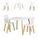 Chipolino Kinder Tischset Tiermotiv Tisch 2 Stühle, Holz, Sitzgruppe, ab 2 Jahre weiß