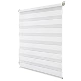 Joydeco Weiß B85 x H120 cm (Stoffbreite 81cm) Doppelrollo ohne Bohren mit Klemmfix &...