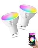 Lepro GU10 Smart Lampe RGBW, Wlan Alexa Glühbirnen, Wifi LED Leuchtmittel, 2 Pack (4.5W = 50W, RGB...