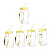 TOPBATHY 5 Sätze Glas mit Deckel wasserflasche Saft Glasflasche Geschenk Trinkglas Kleinkind...