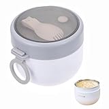 Generisch Müslibecher 304 Edelstahl 600ML Isolierte Tasse Tragbar Mit Löffel Deckel Joghurtbecher...