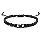 EVEMATE Armband mit Buchstabe und Herz für Freunde und Paare - Initiale A-Z Name - Geflochtenes...