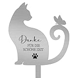 Namalu Metal Grabplatte mit Gravur Katze Gedenkstein Outdoor Grabschmuck Wetterfest Gedenktafel...