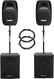 Pronomic 218S-215A Aktive PA-Anlage - aktives PA-Set mit 2X 18-Subwoofer und 2X 15-Satelliten - 1000...