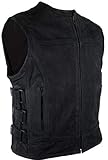 MDM Custom Motorrad Lederweste in Matt schwarz (XL)
