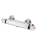 QWORK Duscharmatur Mit Thermostat, Ventil G1/2' Auslass, Links Heiss, Rechts Kalt, Messing...