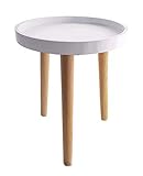 Deko Holz Tisch 36x30 cm - weiß - Kleiner Beistelltisch Couchtisch Sofatisch