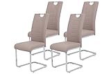 Hela Tische, 4er Set Schwingstuhl Küchenstuhl Ruby, Kunstleder Cappuccino, Griffmulde,...