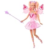 Mattel Barbie-Puppe Fee mit Spielzeugzauberstab und Mode-Accessoires, Fantasiethema mit Farbwechsel...
