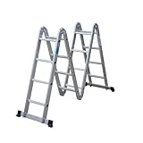 DIVID® Aluleiter 4,7 Meter | Leiter klappbar | Gelenkleiter 4 Stufen x 4 | Multifunktionsleiter...