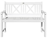 Garden Pleasure Landhausbank Lübeck, 2-Sitzer Gartenbank, weiß Washed, Länge 120 cm, Parkbank aus...