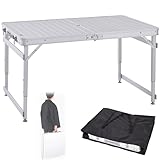 Tragbarer faltbarer Picknicktisch aus Aluminium, kompakter Outdoor-Koffertisch mit Tragegriff für...