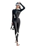 taucheranzug Neoprenanzug Frauen Schnorcheln Einteiliger Badeanzug Frontreißverschluss Rashguard...