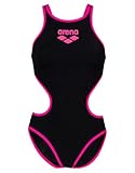 ARENA Damen Biglogo One Piece Swimsuit, Black-fluo Pink, 36 EU