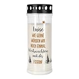 private grief® Grablicht zu Weihnachten personalisiert mit Name – 2 Größen – Trauerkerze mit...