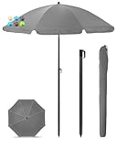 Menz Sonnenschirm Balkon + Sonnenschirmhülle - UV50+ Strandschirm 180 cm, Balkonschirm mit...