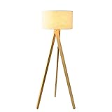 Mid Century Moderne Holz-Stehlampe mit Dreibein-Stativ, stilvolle Standleuchte für Wohnzimmer,...