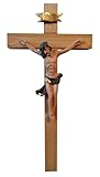 Kaltner Präsente Geschenkidee: 25 cm Wandkreuz Kruzifix aus Holz Fichte eichenholz farbig gebeizt -...