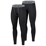 AMZSPORT 2er Pack Herren Kompressionshose, Lange Atmungsaktive Laufhose, Sport Leggings Tights für...