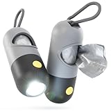 greate 2x Kotbeutelspender mit Taschenlampe & Karabinerhaken - Kotbeutelspender für Hundeleine -...