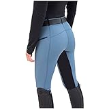 Reitleggings Damen Mädchen Reithose Mit Handytasche Turnierreithose Kniebesatzreithose Elastische...