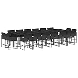 vidaXL 17-tlg. Gartenmöbel Set mit Kissen, schwarz, Rattan PE, Gartenmöbel, Terrassenmöbel,...