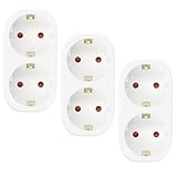 3 Stücke 2 in 1, 2 Fach Steckdosen Weiß (250V / 16A) FlyGoer 3pcs