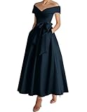 Schulterfreies Brautjungfernkleid für Damen, mit Taschen, Ballkleid, Plissee, Cocktailkleider,...