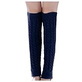 Mode Frauen Winter warme Beinlinge gestrickt gehäkelt lange Socken Fahrrad Socken Damen (Blue, One...