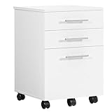 HOOBRO Rollcontainer, Rollen Aktenschrank mit 3 Schubladen, mobiler Büroschrank mit hängenden...
