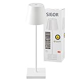 SIGOR Nuindie - Dimmbare LED Akku-Tischlampe Indoor & Outdoor, Höhe 38 cm, aufladbar mit...
