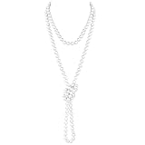 CYXZMYA 1 Stück Perlenkette,Perlenkette Damen,Imitation Perlen Lange Kette,Perlenkette weiß 180...