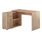 Design Eckschreibtisch mit Regal Sonoma 120 x 75,5 x 106,5 cm | Moderner Büro-Schreibtisch |...