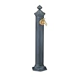 Relaxdays Standbrunnen Antik, mit Wasserhahn, HBT: 84x21,5x25 cm, Wasserzapfsäule Garten, Terrasse,...