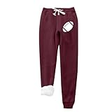 Mrat Damen-Jogginghose mit Fleece-Futter, Thermo-Sherpa-Sweathose, Baseball-Druck, athletische...