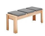 möbelando Sitzbank Nature One in Kernbuche Teil-massiv mit 3 Sitzkissen, FSC-Zertifiziert -...