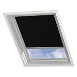 Radeco® Dachfenster verdunkelungsrollo für Velux C02 schwarz mit Führungsschiene, Rollo für...