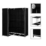 KLYEON Eckkleiderschrank Schwarz 130 x 87 x 169 cm,(Color:Schwarz)