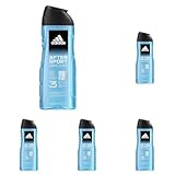 adidas 3in1 After Sport Duschgel für ihn, mit aromatisch-frischem Duft, 400 ml (Packung mit 5)