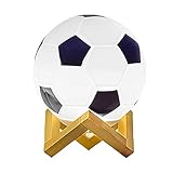 Harilla Fußballlampe mit Massivholzsockel, Kleine USB Tischlampe, Dimmbares Nachtlicht für...