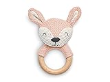 Jollein Holz Beißring Baby Deer Pale Pink - Hirsch - Holzspielzeug - Baby Rassel Greifling -...