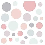 Little Deco Wandsticker 86 Punkte Kinderzimmer Mädchen Kreise | rosa grau Mint | viele Farben...