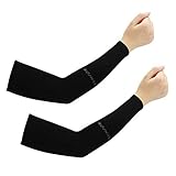 CODIRATO 2 Paar Schwarze Armlinge Sport Ärmel Unisex Armstulpen Atmungsaktiv Arm Kühler Anti-UV...