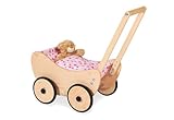 Pinolino Puppenwagen Trixi, aus Holz, inkl. Bettzeug und Bremssystem, Lauflernhilfe mit gummierten...