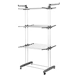 Belfoyer Wäscheturm Klappbar 3-stufig｜Wäscheständer Turm mit Rollen & Auszieharmen｜Hoch...