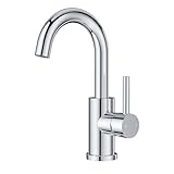 FORIOUS Wasserhahn Bad Hoch 360° Drehbar, Edelstahl Waschtischarmatur Hoch mit Warm/Kaltwasser...