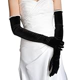 Thewasc Schwarze Samtige Handschuhe Für Frauen Extra Lang 58 Cm Vintage Armwalwe Formal Event...