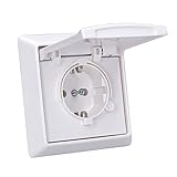 Busch-Jaeger Allwetter 44 Set: 1x SCHUKO Unterputz Steckdose mit Klappdeckel 20 EUGK-34-101 + 1-fach...
