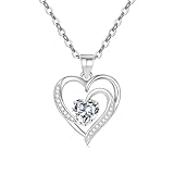 EXGOX Ketten für Damen, Kette Herz Damen Halskette 925 Sterling Silber Kette Herz für Frauen...